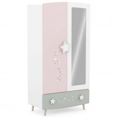 Children's Double-Leaf Wardrobe With Mirror Liana 162279329 95x51,6x186,8cm Multi-Pink