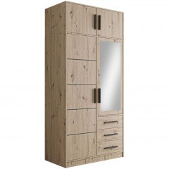 Double-Leaf Wardrobe With Mirror & Loft Kos 162739939 100x58x245cm Natural
