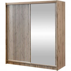 Double-Leaf Sliding Wardrobe With Mirror London 162916469 203x60x215cm Natural