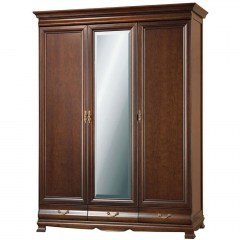 Three-Leaf Wardrobe With Mirror Jupiter 16648329 161,4x66,7x215,5cm Walnut