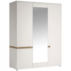 Three-Leaf Wardrobe With Mirror Lugano 161276639 163,9x58,9x209,1cm White