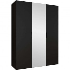 Three-Leaf Wardrobe With Mirror Malaga Plus 162903499 150x52x202cm Black BLACK