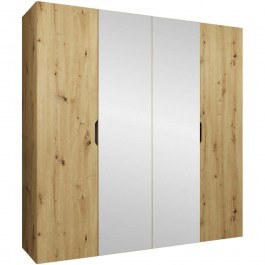 Ντουλάπα Τετράφυλλη Με Καθρέπτη Malaga Plus 162903709 200x52x202cm Natural NATURAL