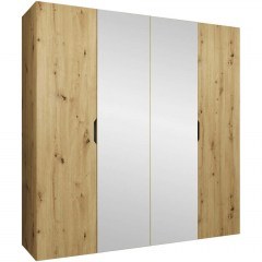 Ντουλάπα Τετράφυλλη Με Καθρέπτη Malaga Plus 162903709 200x52x202cm Natural