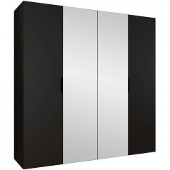 Ντουλάπα Τετράφυλλη Με Καθρέπτη Malaga Plus 162903689 200x52x202cm Black