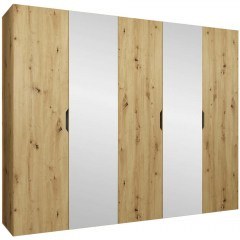 Five-Leaf Wardrobe With Mirror Malaga Plus 162903809 250x52x202cm Natural