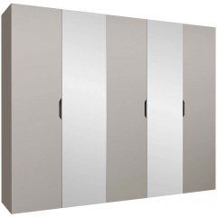 Ντουλάπα Πεντάφυλλη Με Καθρέπτη Malaga Plus 162903799 250x52x202cm Cashmere