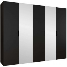 Ντουλάπα Πεντάφυλλη Με Καθρέπτη Malaga Plus 162903789 250x52x202cm Black BLACK