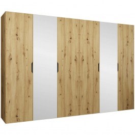 Six-Leaf Wardrobe With Mirror Malaga Plus 162903989 300x52x202cm Natural NATURAL