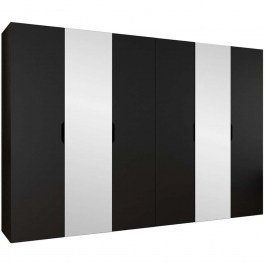 Six-Leaf Wardrobe With Mirror Malaga Plus 162903969 300x52x202cm Black BLACK