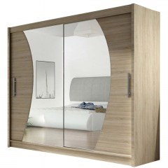 Double-Leaf Sliding Wardrobe With Mirror London IX 162267039 180x58x215cm Natural