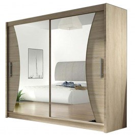 Double-Leaf Sliding Wardrobe With Mirror London V 162266879 180x58x215cm Natural NATURAL