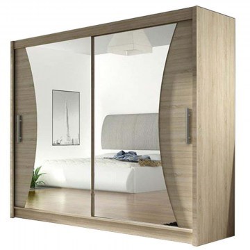 Double-Leaf Sliding Wardrobe With Mirror London V 162266879 180x58x215cm Natural