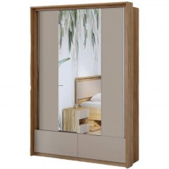 Double-Leaf Sliding Wardrobe With Mirror Shizen 162804849 160x63x219cm Natural-Beige