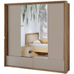 Double-Leaf Sliding Wardrobe With Mirror Shizen 162804859 209x63x219cm Natural-Beige