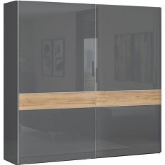 Ντουλάπα Δίφυλλη Συρόμενη Agate 161636759 230x61x224cm Anthracite-Walnut