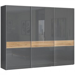 Three-Leaf Sliding Wardrobe Agate 161636779 272x61x224cm Anthracite-Walnut