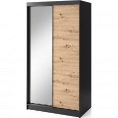 Double-Leaf Sliding Wardrobe With Mirror Svole II 162738169 120x60x220cm Natural-Black