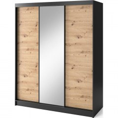 Sliding Wardrobe With Mirror Svole III 162738189 180x60x220cm Natural-Black