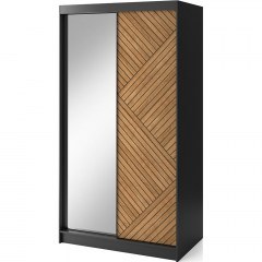 Double-Leaf Sliding Wardrobe With Mirror Phylo II 162738519 120x60x220cm Natural-Black