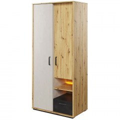 Double-Leaf Wardrobe With Led Light Qubic 162717049 90x52x195cm Natural-Grey