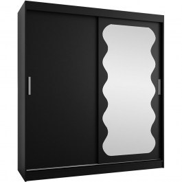 Double-Leaf Sliding Wardrobe With Mirror Spoti 163058619 180x62x200cm Black BLACK