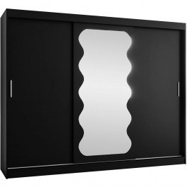 Sliding Wardrobe With Mirror Spoti 163058719 250x62x200cm Black BLACK