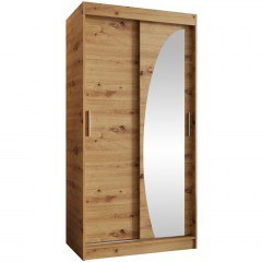 Double-Leaf Sliding Wardrobe With Mirror Wika 162894839 100x62x200cm Natural