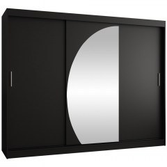 Sliding Wardrobe With Mirror Wika 162895229 250x62x200cm Black