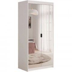 Double-Leaf Wardrobe With Mirror Elena 163083619 90x53x191cm White