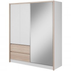 Three-Leaf Wardrobe With Mirror Portal 16809429 180x62x214cm Sonoma-White