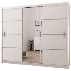 Wardrobe With Mirror Vista 16792409 250x61x215cm White