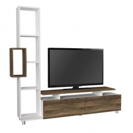 Σύνθεση Tηλεόρασης Tulip 212826 160x29,5x160cm White - Walnut WALNUT-WHITE