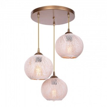 Φωτιστικό Οροφής Riordan 0207383 30x30x65cm 3xE27 60W Gold-Beige Megapap