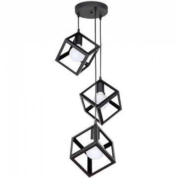Pendant Lamp Thora 0189397 22x22x70cm 3xE27 60W Black Megapap