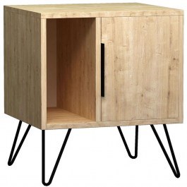 Bedside Table Glynn 0214147 50,2x44,6x58cm Natural-Black NATURAL-BLACK