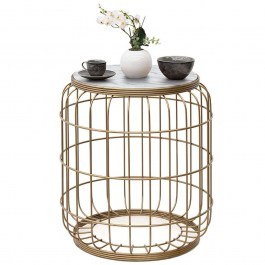 Auxiliary Coffee Table Muller 0127710 35x35x47cm Gold-White GOLD-WHITE
