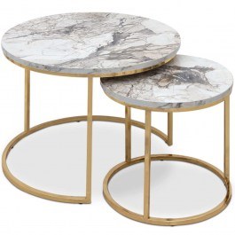 Zigon Gary Marble (Set 2Pcs) 0224271 65x65x44cm Beige-Gold BEIGE-GOLD