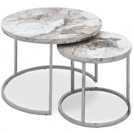 Zigon Gary Marble (Set 2Pcs) 0224270 65x65x44cm Beige-Chrome BEIGE-CHROME