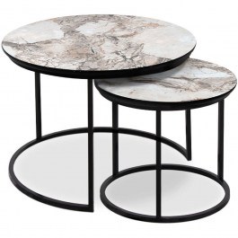 Zigon Gary Marble (Set 2Pcs) 0224270 65x65x44cm Beige-Black BEIGE-BLACK