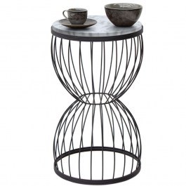 Auxiliary Coffee Table Pino Marble 0211976 35x35x58cm Black-White BLACK-WHITE
