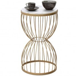 Auxiliary Coffee Table Pino Marble 0127716 35x35x58cm Gold-White GOLD-WHITE