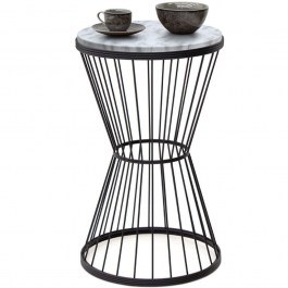 Auxiliary Coffee Table Hoffman Marble 0211974 35x35x58cm Black-White BLACK-WHITE