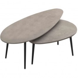 Auxiliary Coffee Tables Elips (Set 2Pcs) 0248445 116x46x46/77x45x43cm Retro Grey GREY