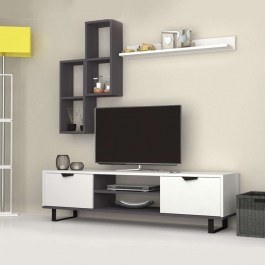 Σύνθεση Τηλεόρασης Lonsa 0192556 160x35x40cm White-Grey WHITE-GREY