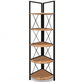 Corner Bookcase Kelsie 0220249 33x33x162cm Black-Oak OAK-BLACK