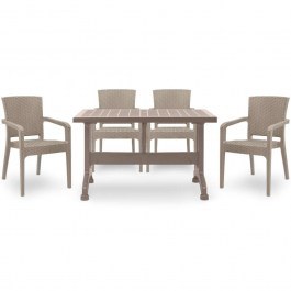 Τραπεζαρία Callan (Σετ 5Τμχ) 0226725 140x70cm Cappuccino CAPPUCCINO