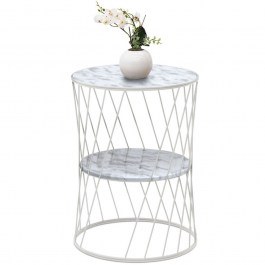 Side Table Jaspin 0208961 32x32x44cm Marble Effect White WHITE