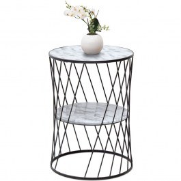Side Table Jaspin 0211972 32x32x44cm Marble Effect White-Black BLACK
