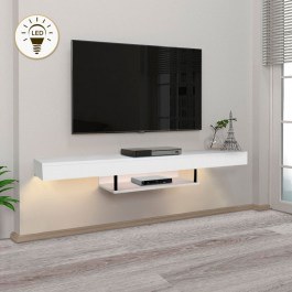 Wall TV Furniture With Led Light Albares 0228146 150x29,6x22cm White WHITE